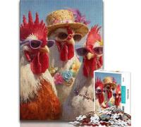 1000 Pieces Jigsaw Puzzle For Adults Teens Three Roosters Oil Painting,Help The Brain Exercise Addictive Toys to Cultivate Patience Wall Decoration (75x50cm)