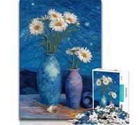 1000 Pieces Jigsaw Puzzle for Adults& Teens Three Vases with White Daisies Teenager Puzzles,Fun Games Wall Decoration Unique Birthday And Xmas Gifts 38x26cm
