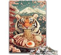 1000 Pieces Jigsaw Puzzle For Adults Teens Tiger Eating Ramen 1000 Piece Puzzle,Learning Educational Toys Family Games Gifts for Friends And Family (26x38cm)