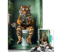 1000 Pieces Jigsaw Puzzle For Adults Teens Tiger on The Toilet,Decompressing Intellectual Educational Toy Is Ideal As Gifts for The Whole Family (75x50cm)