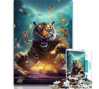 1000 Pieces Jigsaw Puzzle for Adults& Teens Tiger Poker,Learning Educational Toys Family Games Educational Game for Birthday,Chrismas (38x26cm)