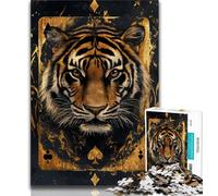 1000 Pieces Jigsaw Puzzle for Adults& Teens Tiger Poker,Toys Educational Games Stress Relieving Unique Birthday And Gifts (38x26cm)