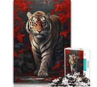 1000 Pieces Jigsaw Puzzle for Adults& Teens Tiger Portrait Teenager Puzzles,Family Entertainment Toys with Matching Poster And Trivia Sheet (size 38x26cm)