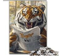 1000 Pieces Jigsaw Puzzle for Adults& Teens Tiger Reading A Newspaper, Family Entertainment Toys Is Ideal As Gifts for The Whole Family for 14+ (size 26x38cm)