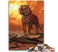 1000 Pieces Jigsaw Puzzle For Adults Teens Tigers And Crocodiles Adult Jigsaw,Challenging Game Toys Wall Decoration Unique Birthday And Xmas Gifts (26x38cm)