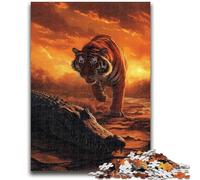 1000 Pieces Jigsaw Puzzle for Adults& Teens Tigers And Crocodiles Adult Jigsaw,Educational Toys & Games for Adults And Teenagers (38x26cm)