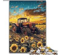 1000 Pieces Jigsaw Puzzle For Adults Teens Tractor in A Sunflower Field, Fun Activity for Home, Rainy Days Toys, Birthday Gifts (Size 26x38cm)