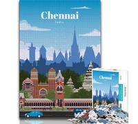 1000 Pieces Jigsaw Puzzle for Adults& Teens Travel to Chennai,Learning Educational Toys Family Games Suitable for Desktop Decoration (38x26cm)