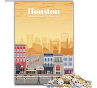 1000 Pieces Jigsaw Puzzle for Adults& Teens Travel to Houston Decompressing Intellectual Educational Toy Secret Santa Gifts (26x38cm) 1000pcs