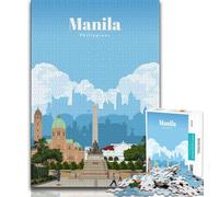 1000 Pieces Jigsaw Puzzle for Adults& Teens Travel to Manila,Educational Games Home Decoration Educational Game for Birthday,Chrismas (38x26cm)