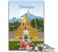 1000 Pieces Jigsaw Puzzle for Adults& Teens Travel to Thimpu Adult Puzzles,Family Game Stress Reliever Difficult Challenge Suitable for Couples (26x38cm)