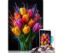 1000 Pieces Jigsaw Puzzle for Adults& Teens Tulip Oil Painting,Learning Educational Toys Family Games Suitable for Desktop Decoration (75x50cm)