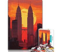 1000 Pieces Jigsaw Puzzle for Adults& Teens Twin Towers Sunset Teenager Jigsaw,Classic Educational Games Beautiful Decoration (size 75x50cm)