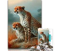 1000 Pieces Jigsaw Puzzle for Adults& Teens Two Cheetahs Teenager Jigsaw,Classic Educational Games Beautiful Decoration (size 75x50cm)