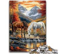 1000 Pieces Jigsaw Puzzle for Adults& Teens Two Horses Learning Educational Toys Family Games Gifts for Friends And Family 50x75cm
