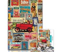 1000 Pieces Jigsaw Puzzle For Adults Teens Vintage Postage Stamps Collage,Help The Brain Exercise Addictive Toys to Cultivate Patience Perfect Decoration (38x26cm)