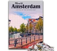 1000 Pieces Jigsaw Puzzle for Adults& Teens Visit Amsterdam Adult Jigsaw,Stress Reliever Difficult Challenge Secret Santa Gifts (50x75cm)