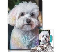 1000 Pieces Jigsaw Puzzle for Adults& Teens Watercolor Bichon Frise 1000 Piece Puzzle,Challenging Family Activity Games DIY Toy for Home Wall Decor Gifts (size 38x26cm)