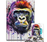 1000 Pieces Jigsaw Puzzle for Adults& Teens Watercolor Chimpanzee Teenager Jigsaw,Educational Family Game Suitable for Desktop Decoration (size 38x26cm)