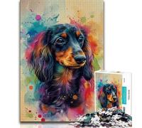 1000 Pieces Jigsaw Puzzle for Adults& Teens Watercolor Dachshund Teenager Puzzles,Educational Games Home Decoration Suitable for Desktop Decoration (size 75x50cm)