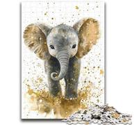 1000 Pieces Jigsaw Puzzle for Adults& Teens Watercolor Elephant Learning Educational Toy for Is Ideal As A Gift for The Whole Family 26x38cm