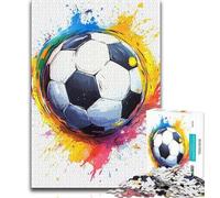 1000 Pieces Jigsaw Puzzle For Adults Teens Watercolor Football,Learning Educational Toys Family Games Unique Birthday And Gifts (75x50cm)