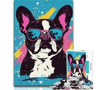 1000 Pieces Jigsaw Puzzle for Adults& Teens Watercolor French Bulldog 1000 Piece Puzzle,Challenging Family Activity Games DIY Toy for Home Wall Decor Gifts (size 38x26cm)