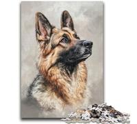 1000 Pieces Jigsaw Puzzle for Adults& Teens Watercolor German Shepherd Educational Stress Relief Toy Parent-child Interaction for And Age 14 50x75cm