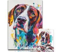 1000 Pieces Jigsaw Puzzle for Adults& Teens Watercolor German Shorthaired Pointers 1000 Piece Jigsaw,Challenging Game Gifts for Is Ideal As A Gift for The Whole Family 50x75cm