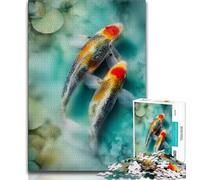 1000 Pieces Jigsaw Puzzle For Adults Teens Watercolor Koi,Family Game Stress Reliever Difficult Challenge Enhance Love between Couples 38x26cm