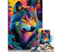 1000 Pieces Jigsaw Puzzle For Adults Teens Watercolor Wolf,Learning Educational Toys Family Games Unique Birthday And Gifts (75x50cm)