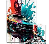 1000 Pieces Jigsaw Puzzle for Adults& Teens Watercolour Sports Car Puzzles for Adults,Unique Birthday And Gifts for And Age 14 Years Up (size 75x50cm)