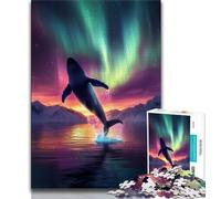1000 Pieces Jigsaw Puzzle For Adults Teens Whales Under The Aurora,Toys Educational Games Stress Relieving Great Gifts And Toys (38x26cm)