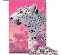 1000 Pieces Jigsaw Puzzle For Adults Teens White Leopard, Challenging Game And Family Play with Fully Interlocking Randomly Shaped Pieces (Size 26x38cm)