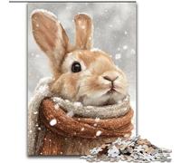 1000 Pieces Jigsaw Puzzle for Adults& Teens Winter Rabbit, Decompressing Intellectual Educational Toy Birthday Present, Gifts, Wall Art (Size 50x75cm)