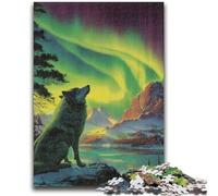 1000 Pieces Jigsaw Puzzle for Adults& Teens Wolf Under The Aurora Educational Stress Relief Toy Parent-child Interaction for And Age 14 26x38cm