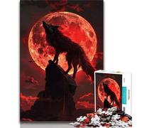 1000 Pieces Jigsaw Puzzle for Adults& Teens Wolf Under The Blood Moon,Educational Games Home Decoration for Is Ideal As A Gift for The Whole Family (38x26cm)