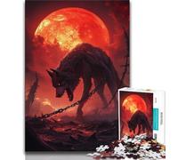 1000 Pieces Jigsaw Puzzle For Adults Teens Wolf Under The Blood Moon Teenager Jigsaw,Classic Educational Games Beautiful Decoration 38x26cm
