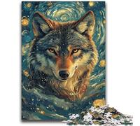 1000 Pieces Jigsaw Puzzle for Adults& Teens Wolf Under The Night Sky Game Toys Every Piece Is Unique - Challenging Family Fun Game 26x38cm