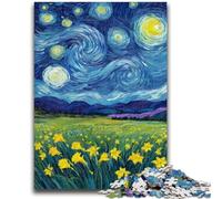 1000 Pieces Jigsaw Puzzle for Adults& Teens Yellow Lilies in The Night Sky Educational Game Challenge Toy Wall Decoration Unique Birthday And Xmas Gifts 50x75cm