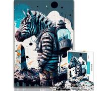 1000 Pieces Jigsaw Puzzle For Adults Teens Zebra Astronaut 1000 Piece Puzzle,Game Toys Every Piece Is Unique - Challenging Family Fun Game (size 75x50cm)