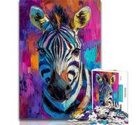 1000 Pieces Jigsaw Puzzle for Adults& Teens Zebra Oil Painting Teenager Puzzles,Educational Games Home Decoration Suitable for Desktop Decoration (size 75x50cm)