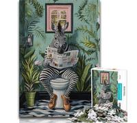 1000 Pieces Jigsaw Puzzle For Adults Teens Zebra on The Toilet 1000 Piece Puzzle,Game Toys Every Piece Is Unique - Challenging Family Fun Game (size 75x50cm)