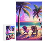 1000 Pieces Jigsaw Puzzle for Adults - Valentine's Day Beach Puzzles - Romantic Evening Sunset Funny Puzzle - Unique Brain Teaser, for Puzzle Enthusiasts 38 * 52cm