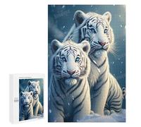 1000 Pieces Jigsaw Puzzle for Adults - White Tiger in Snow Funny Family Interactive for Puzzles Club Decor Or Gifts for Friends 50 * 70cm