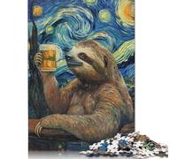 1000 Pieces Jigsaw Puzzle Funny Sloth Drinking Beer Square Puzzle for for Adults Children, Wooden Puzzle Game 1000pcs (75x50cm)