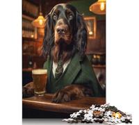 1000 Pieces Jigsaw Puzzle Gordon Setter in The Pub Square Puzzle for for Adults Children, Wooden Puzzle Game 1000pcs (75x50cm)