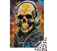 1000 Pieces Jigsaw Puzzle Graffiti Skull Artwork Square Puzzle for for Adults Children, Paper Puzzle Game 38x26cm/1000pcs