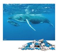 1000 Pieces Jigsaw Puzzle Humpback Whales Underwater Jigsaw Puzzles for Adults Wooden Puzzles Home Decor Birthday Present 1000pcs (75x50cm)