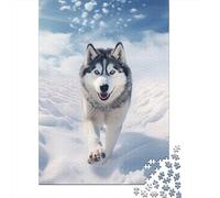 1000 Pieces Jigsaw Puzzle Husky Jigsaw Puzzles for Adults Wooden Board Puzzles Challenging Game 1000pcs (75x50cm)